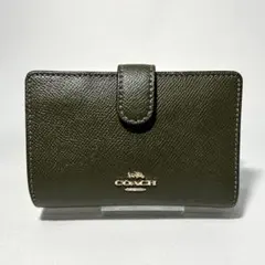 美品✨ COACH コーチ 二つ折り 財布 オリーブグリーン