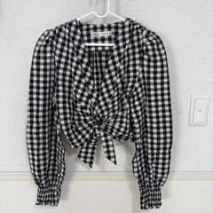 ZARA ギンガムチェック フロントタイ ブラウス