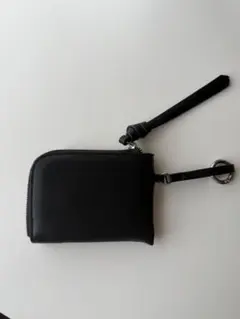 ブラックレザー カードケース ストラップ付き