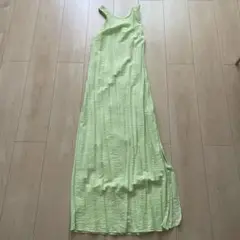 H&M ライトグリーン　ドレス　スリット　ノースリーブドレス　エイチアンドエム