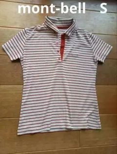 mont-bell ポロシャツ s 白/赤ストライプ