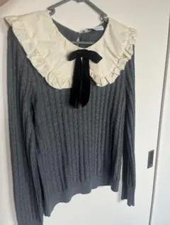 ZARA 新品リブ編みフリル襟セーター XL タグ付き