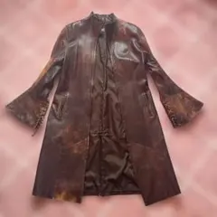 レア ロングコート レザー　皮　ヴィンテージ　店頭クリーニング済　本革