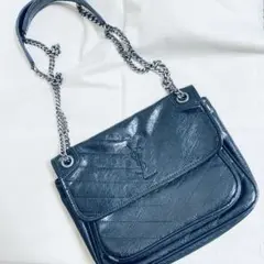 YSL ヴィンテージレザーショルダーバッグ　黒