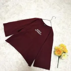 イング　長袖カットソー　ボルドー【M】ロゴ　ワイドシルエット　オーバーサイズ