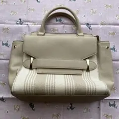 ベージュ ストライプデザイン ハンドバッグ any SiS オンワード樫山