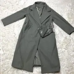 【新品タグ付き】GRL ロングチェスターコート M 緑寄りグレージュ