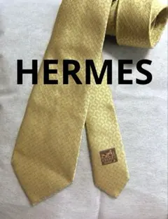 HERMES エルメス ネクタイ シルク100% 黄色 フランス製