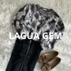 LAGUA GEM ラグアジェム　クロップドニット　白黒グレー人気FREE