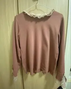 Axes femmes バイカラーメロー袖レースプルオーバー