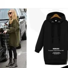 再入荷！送料無料！フード付裏起毛パーカー 　ブラック