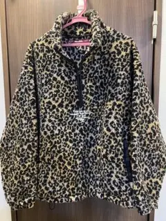 HIDEANDSEEK ボア レオパード柄フリース ハーフジップアノラックJK