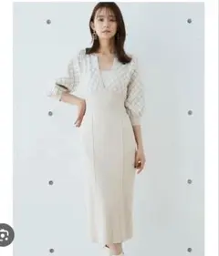 【MERCURYDUO】Sサイズ キルティングジャカードニットワンピース