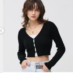ジーユーGU　UVカットクロップドカーディガンブラック　М