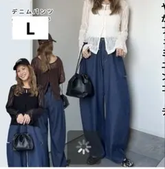 【新品未使用】saori ダブルボタン サイドカット デニムパンツ Lのサムネイル