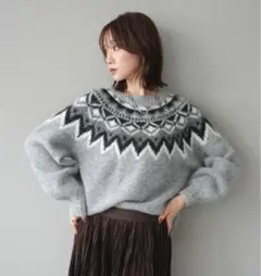 新品 lumier ノルディック柄 求心柄 オーバーニット プルオーバー グレー