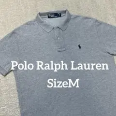 ポロ ラルフローレン 半袖 ポロシャツ 鹿の子 ワンポイント グレー メンズ M