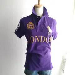 ポロラルフローレン LONDON 刺繍 パープル 半袖ポロシャツ y2k