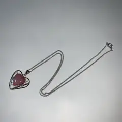 ハート型　ピンク石　ネックレス