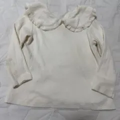 UNIQLO 칼라 첨부 리브 긴소매 탑스 화이트