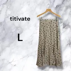titivate ティティベイト リネン混ドット柄フレアロングスカート Lのサムネイル