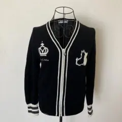 【Black&White⛳️】王冠刺繍ニットジップ M⚡️ゴルフウェア