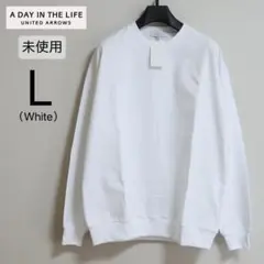 【未使用タグ付】ポンチリラックスクルーネックカットソー　ホワイト　Lのサムネイル