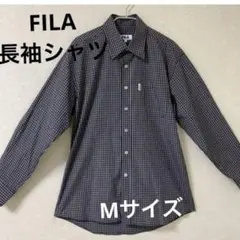 FILA 白黒チェック柄 長袖シャツ Mサイズ
