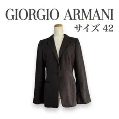 美品　Lサイズ　黒タグ　ジョルジオアルマーニ ノーカラージャケット　ヘリンボーン 美品 Lサイズ 黒タグ ジョルジオアルマーニ ノーカラージャケット