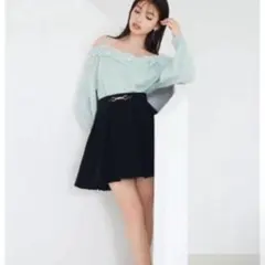 SNIDEL ボックスプリーツミニスカート ブラック