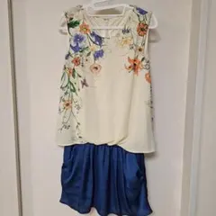 花柄ノースリーブミニワンピース M