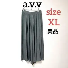 【美品】 a.v.v アーヴェヴェ　ワイドパンツ　XL オリーブ　ガウチョ