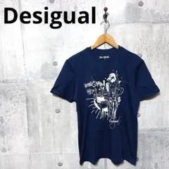 Desigual デシグアル メンズ プリントT Tシャツ M ネイビーのサムネイル