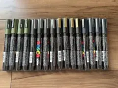 新品、三菱鉛筆 ポスカ 中字 16本セット（金・銀・カーキ・ネイビー）poscaのサムネイル