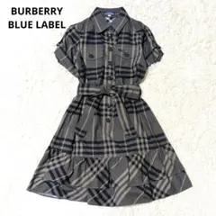 バーバリーブルーレーベル シャツワンピース ホース刺繍 チェック柄 M