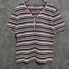 Aquascutum マルチボーダー Tシャツ ロゴ カットソー 日本製 9 Mのサムネイル