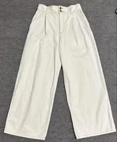 GU オフホワイト ワイドパンツ レディース L