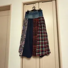 デニム パッチワーク ロングスカート Mのサムネイル