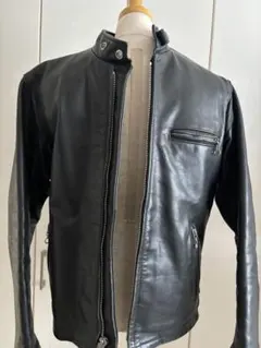 schott♡men'sブラックレザー シングルライダースジャケット