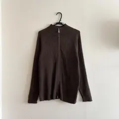 【Right-on】ライトオン　ブラウン　古着　ニット ジップアップ