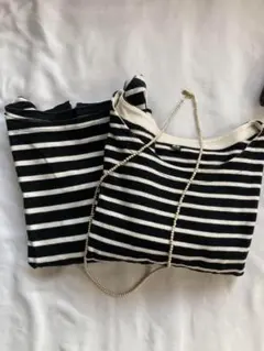 【複数購入割引中】【ユニクロ】ボーダーカットソー　黒×白　バスクシャツ