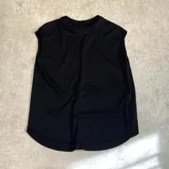 ジュリエ ヨガウェア ロング丈 ノースリーブ プルオーバー Tシャツ 黒