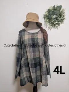 4L♡新品大きいサイズ♡大人上品な♡チェックチュニック