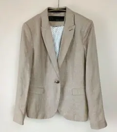 ZALA BASIC テーラードジャケットリネン100%　ベージュ洗えるL