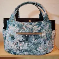 縦長まちポケット・ファスナー付き トートバック　ハンドメイド