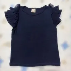 petit main ネイビー フリル袖 Tシャツ 100のサムネイル
