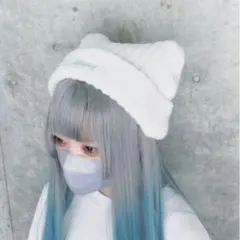 Whinny とらわれし猫のカリスマ ニット帽 ホワイト　wego