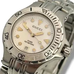 399 稼動 GUCCI 時計 メンズ 9750M ダイバー デイト ホワイト - メルカリ