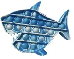 【3938】魚型プッシュポップ両面スクイーズ玩具 プッシュポップ ブルー　青
