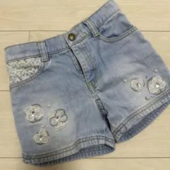 メゾピアノ　花柄刺繍付きショートパンツ 130